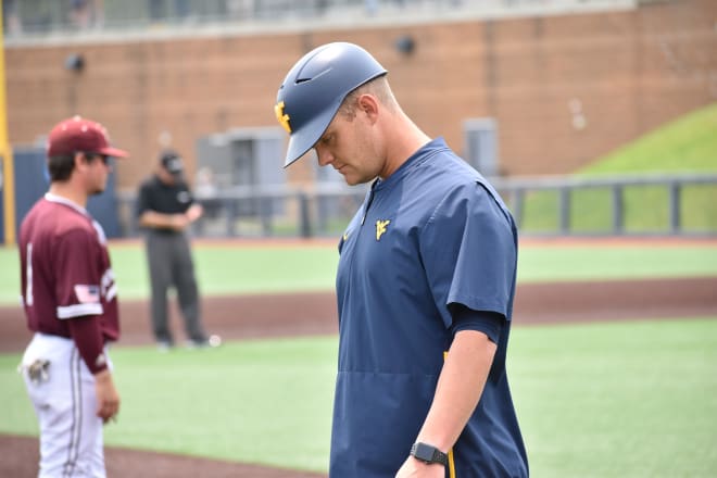 Sabins during WVU’s Morgantown Regional elimination game loss to Texas A&M last year (Photo by Patrick Kotnik).