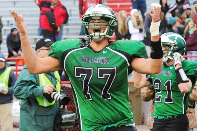 Those were happy days for Wilber-Clatonia's Zach Keller (77), back in 2016 when his team had just polished off an unbeaten season with the Class C-2 state championship.