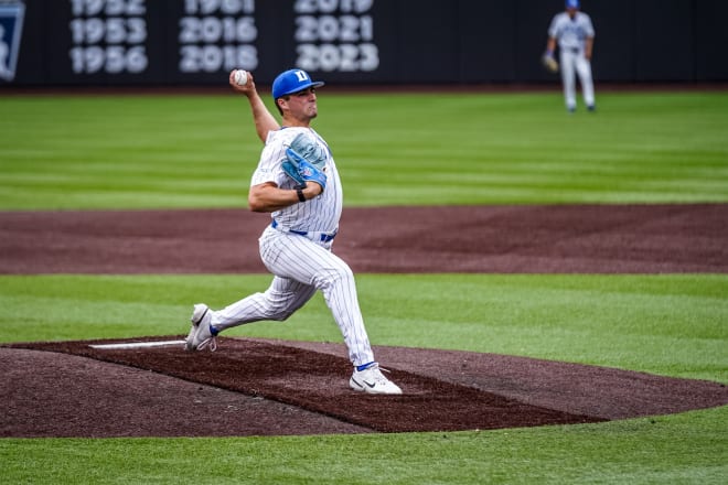 Duke's Jonathan Santucci throws a pitch against FSU on Friday night. 