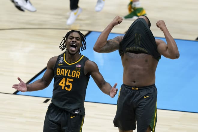 Baylor's Davion Mitchell, left, and Mark Vital