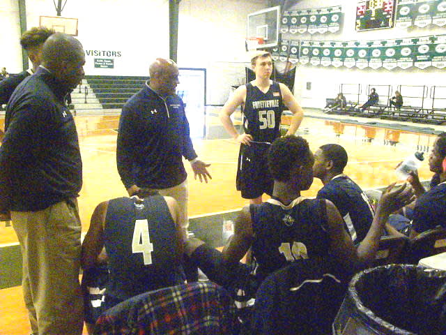 Fayetteville Academy Coach James Strong Gives Instructions During a Timeout