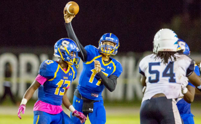 Shon Mitchell of Oscar Smith set VHSL career passing records for completions, yards and TD's
