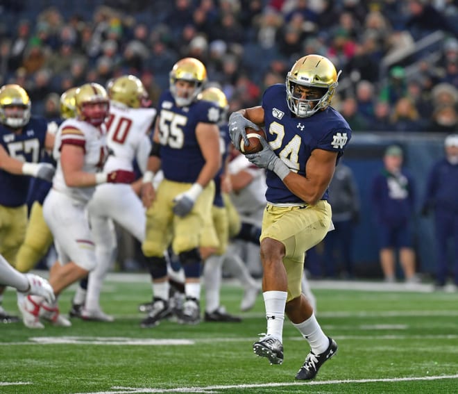Notre Dame junior tight end Tommy Tremble versus Boston College in 2019