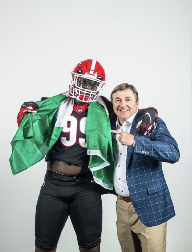 Joseph Jonah-Ajonye and Kirby Smart. Photo via Jonah-Ajonye's Twitter. 