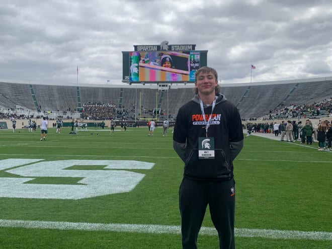 Class of 2025 tight end Matt Henderson at Michigan State's "Spring Showcase" on April 20, 2024. (Photo courtesy of Matt Henderson)