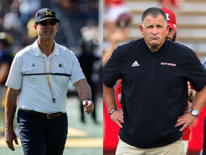 Michigan Wolverines head football coach Jim Harbaugh is 1-0 at U-M against Greg Schiano and 6-0 versus Rutgers as a whole.