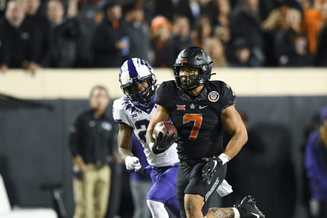 Oklahoma State Cowboys football running back Jaylen Warren vs. Notre Dame Fighting Irish football