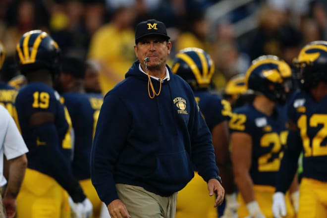 Michigan Wolverines head football coach Jim Harbaugh has posted a 40-15 record during his time at Michigan.