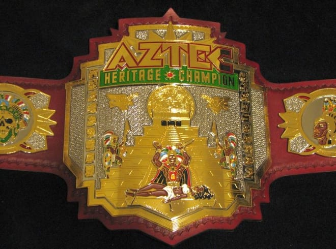 The Aztec Warrior wrestling belt will be introduced this season.  It will be awarded to the outstanding student-athlete of the week. (Photo Courtesy of Sean Freeman)