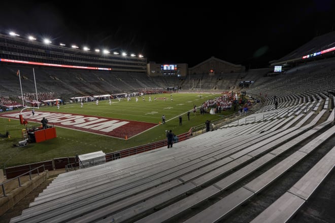 The stands at Camp Randall Stadium are empty during the opener between Wisconsin and Illinois.