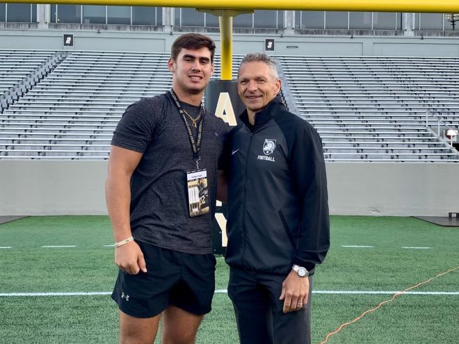 LB prospect Holden Sapp with Army Head Coach Jeff Monken during unofficial visit to West Point