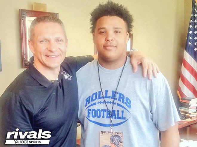 Army head coach Jeff Monken and committed D-lineman Timothy Kater during yesterday's unofficial visit