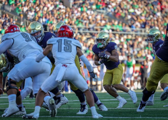 Is Chris Tyree better off at running back or slot receiver for Notre Dame?