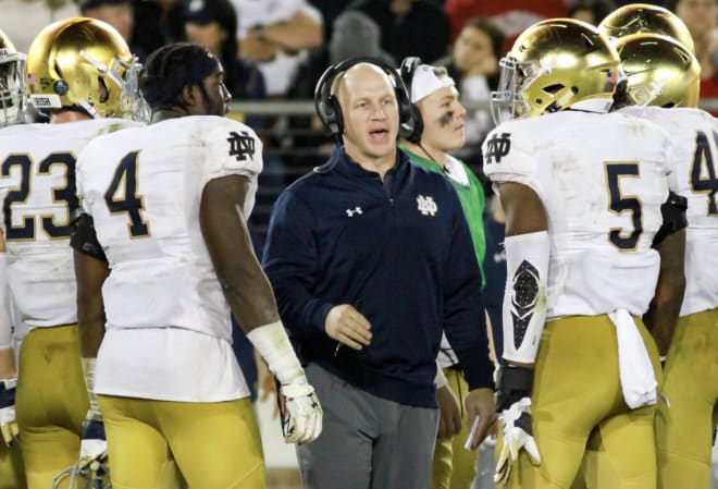 Notre Dame defensive coordinator Clark Leais looking to build on his team’s 2018 success, which was his first in charge of the Irish defense.