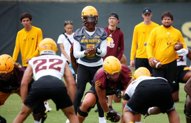 QB Emory Jones during his first ASU preseason practice 