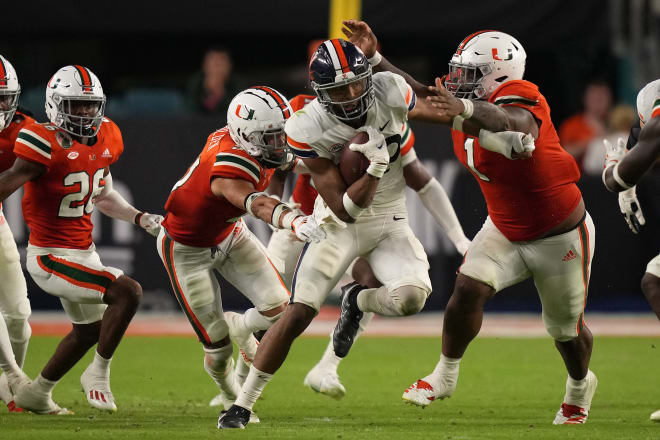 Keytaon Thompson ran for 47 of the UVa's 181 rushing yards in last Thursday's win at Miami.