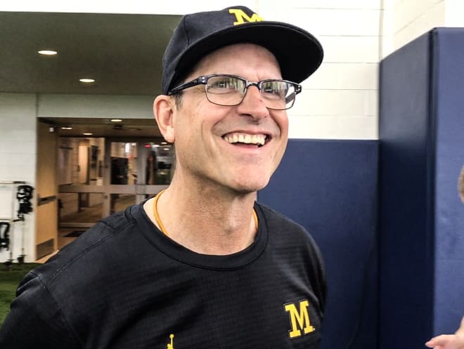 Jim Harbaugh is all smiles when it comes to talent procurement for the 2018 football season.