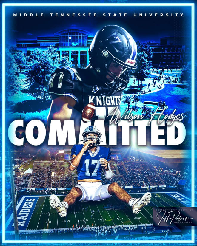 2025 tight end Wilson Hodges commits to MTSU (Graphic from his Twitter)