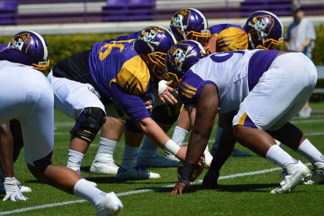 East Carolina went through a two-hour practice/scrimmage on Saturday in Dowdy-Ficklen Stadium.