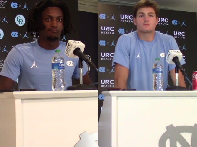 UNC true freshman RB George Pettaway and RS freshman QB Drake Maye were the offensive reps with the media Tuesday.