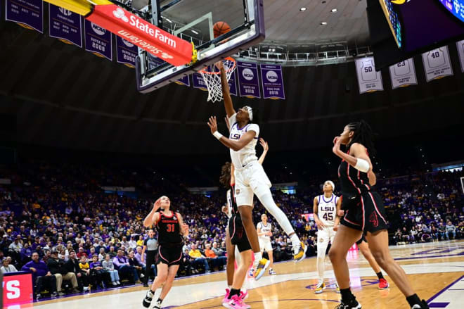 LSU freshman forward Sa'Myah Smith came off the bench to score 10 points and grab 5 rebounds in the No. 3 ranked Lady Tigers' 82-77 SEC overtime win over Georgia Thursday night in the PMAC.