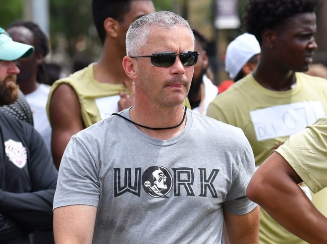 FSU football coach Mike Norvell oversees one of the Seminoles' camps from last summer.