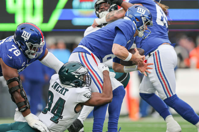 Josh Sweat recorded a sack in Sunday's win over the NY Giants.