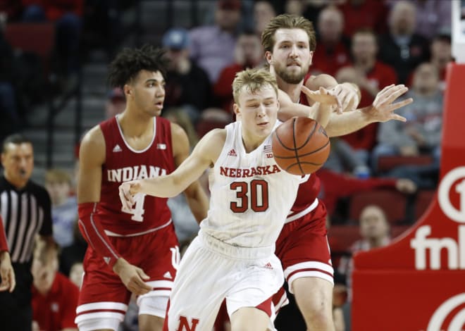 Nebraska once again fell into a big deficit and couldn't climb out in an 82-76 loss to Indiana on Saturday night.