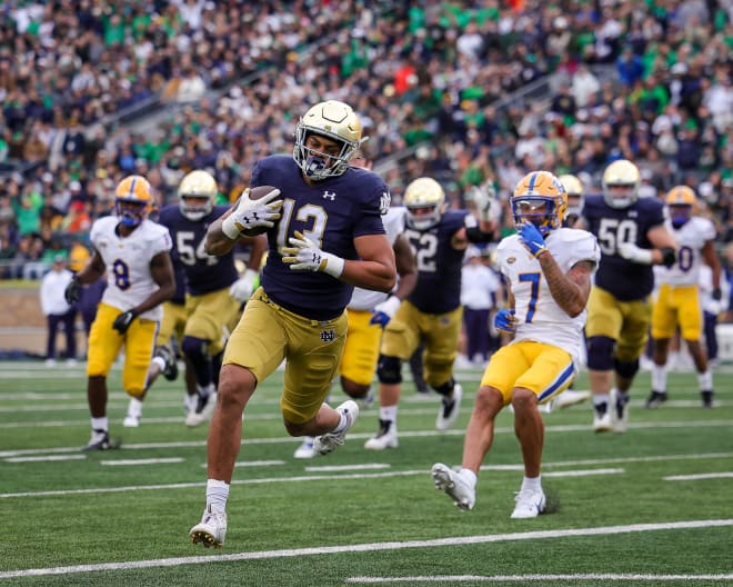 Notre Dame football tight end Holden Staes has elected to enter the transfer portal. Staes caught four touchdowns for the Irish this season.