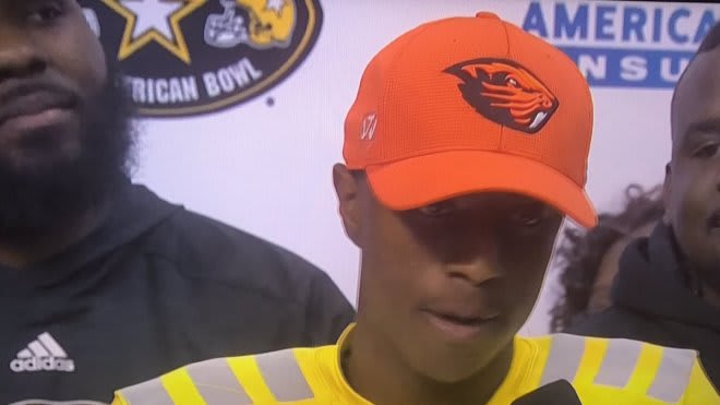 Calvin looks great in an Oregon State hat.
