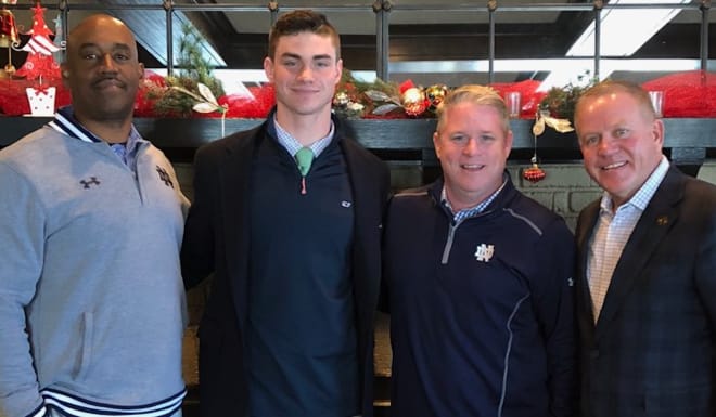 Jay Brunelle with three of his future Notre Dame coaches