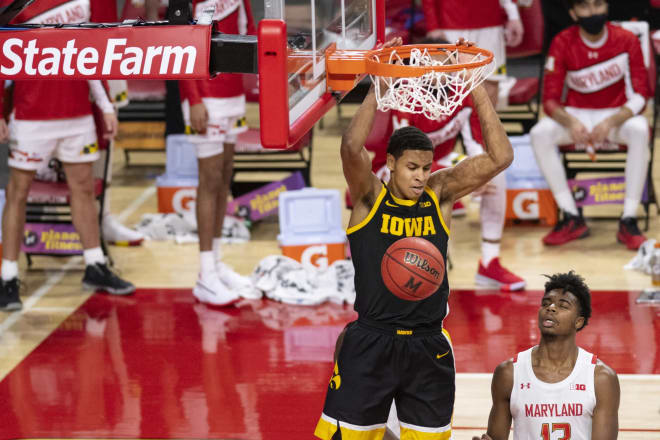 Keegan Murray and the Hawkeyes face Maryland on Monday night in Iowa City. 