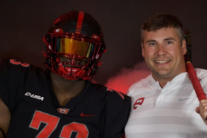 Lausanne Collegiate (Tenn.) 2023 OL/DL Tyler Bell during his visit to WKU.