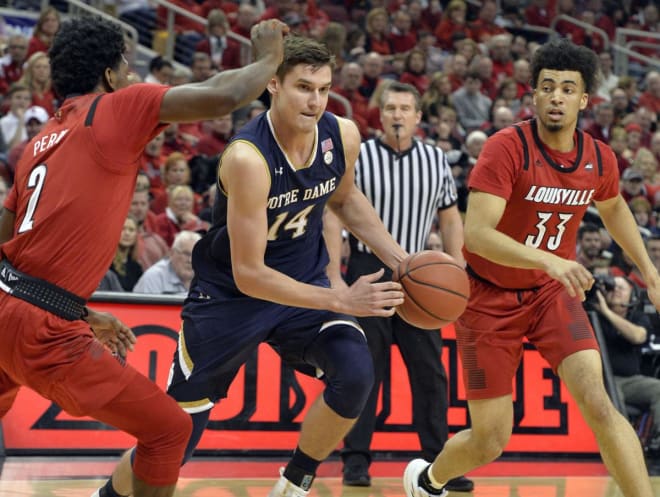 Freshman Nate Laszewski converted nine of his last 13 three-pointers the past two games, but an injury yesterday leaves him questionable versus Louisville.