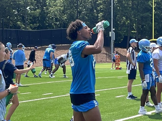 UNC sophomore tight end Bryson Nesbit and his teammates needed plenty of fluids Friday.