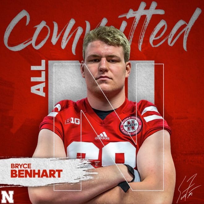 Offensive tackle Bryce Benhart committed to Nebraska on Sunday night.
