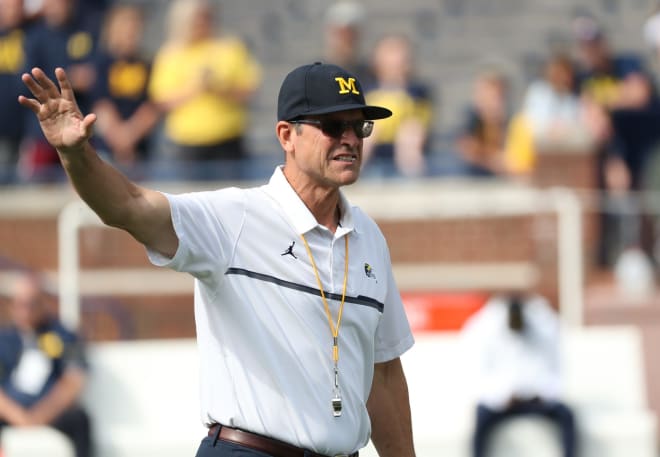 Michigan Wolverines head football coach Jim Harbaugh notched his 50th win at U-M last Saturday.