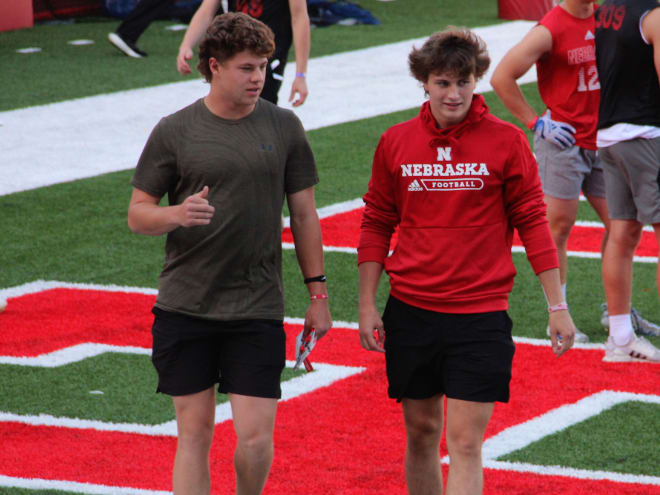 Nebraska 2023 target Hayden Moore (left) with his player host Gage Stenger
