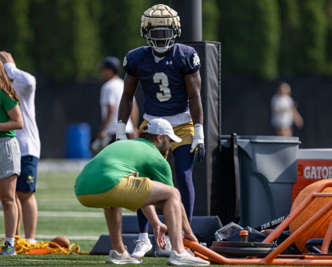 Junior Jaylen Sneed has been one of the most improved players on the Irish team through the early part of Notre Dame football preseason training camp.