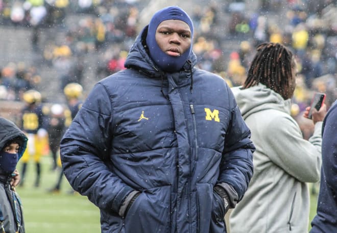 Brooklyn (N.Y.) Poly Prep five-star offensive tackle Isaiah Wilson had a good time in the snow in Ann Arbor.