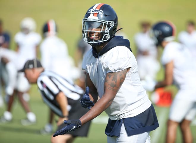 Sixth-year UVa safety De'Vante Cross will be wearing a new jersey number this fall.