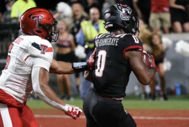 NC State sophomore running back Demie Sumo-Karngbaye rushed for a touchdown and caught a score Saturday in a 27-14 win over Texas Tech.