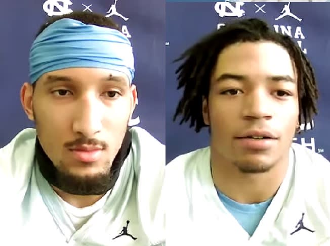 UNC LBs Noah Taylor and Cedric Gray discuss the new defense under Gene Chizik & much following Thursday's practice.