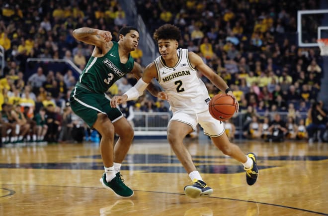Jordan Poole connected on six of his 10 threes this afternoon against Binghamton.