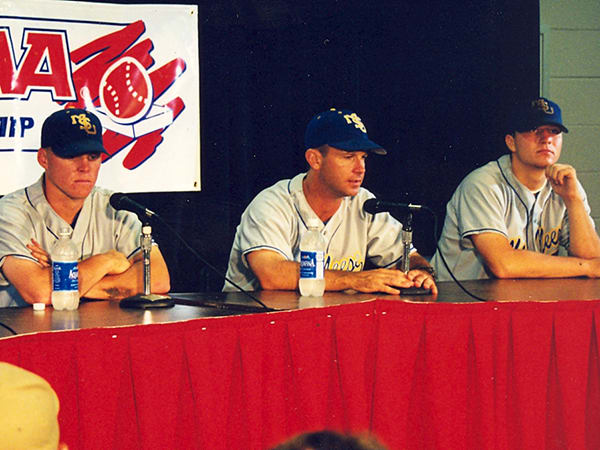 Mike Bianco (middle) during the 2000 NCAA Regional in Lafayette, Louisiana. 