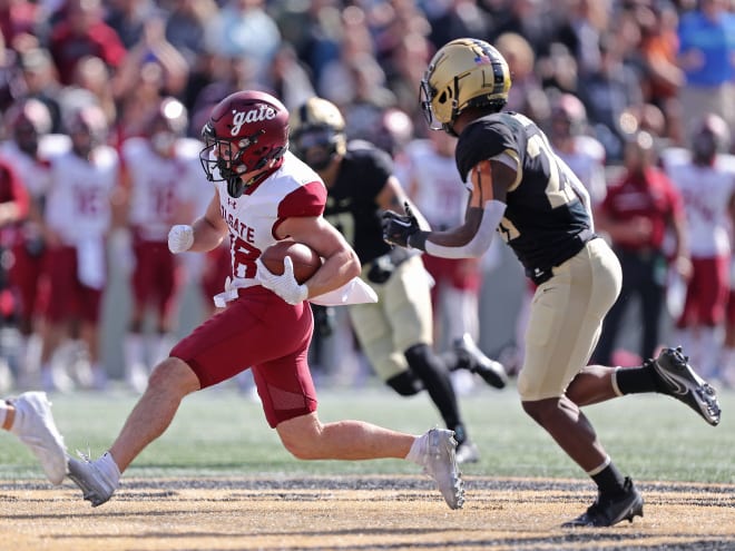 Running back Max Hurleman, left, rushed for 814 yards in his Colgate career. Now he intends to play for Notre Dame as a walk-on in 2024.