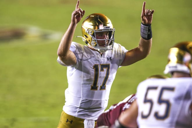 Jack Coan threw for 366 yards in his first start at Notre Dame.