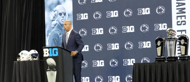 Penn State Nittany Lions coach James Franklin speaks during Big Ten Media Days on Thursday, July 22. BWI photo