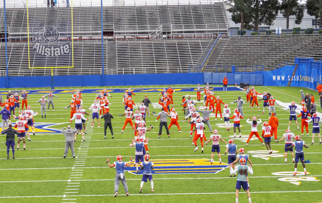 Clemson's football team is shown here in its final practice of the year Saturday at San Jose State.