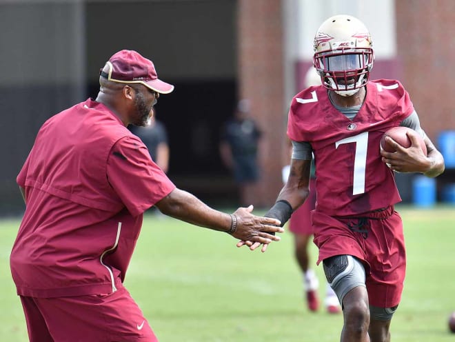 FSU receiver D.J. Matthews, shown during the spring, tweeted that he has tested positive for COVID-19.